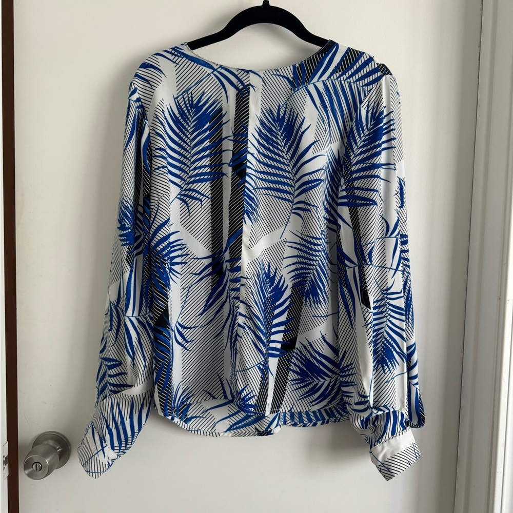 Camila Tropical Blue and White Blouse